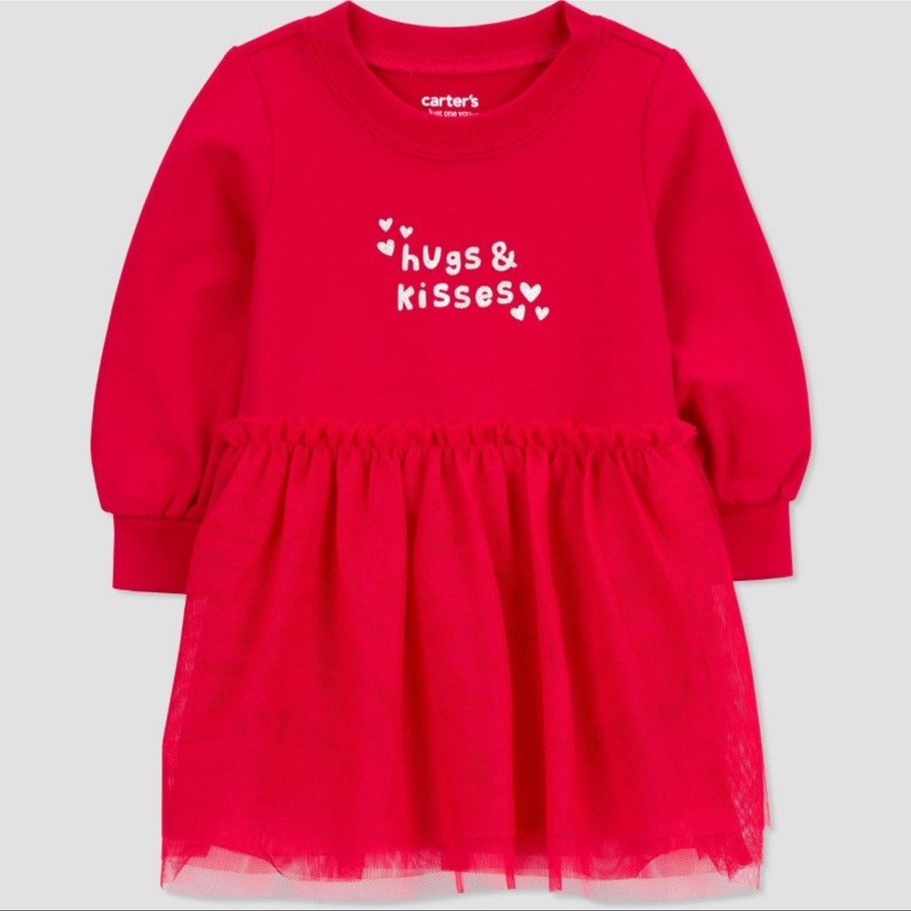 Carters hugs and kisses red tutu long sleeve dress- NWT